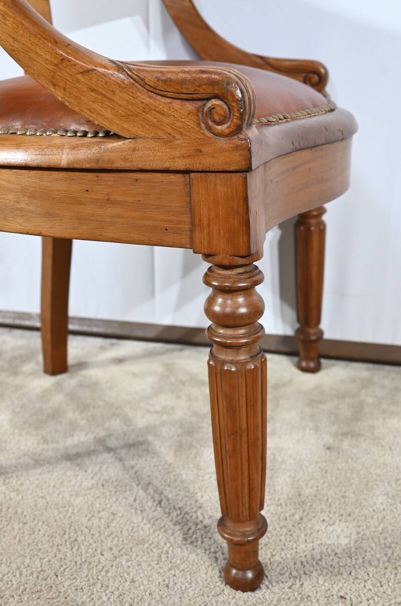 Mahogany Office Armchair, Louis Philippe Period – Mid-19th Century
