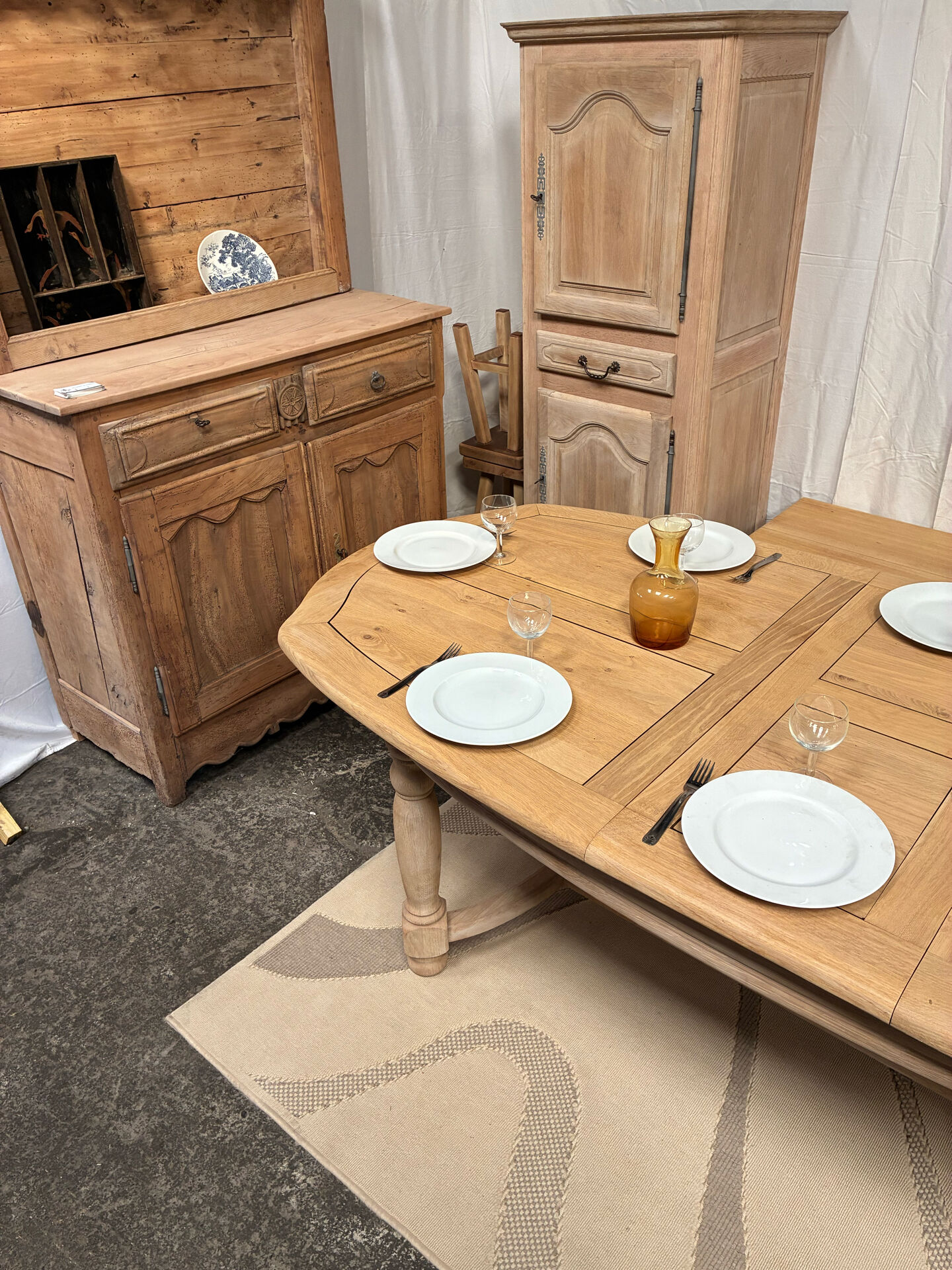Table de ferme en chêne massif avec rallonges