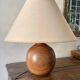 Carved solid wood lamp, vintage Art Deco 1930