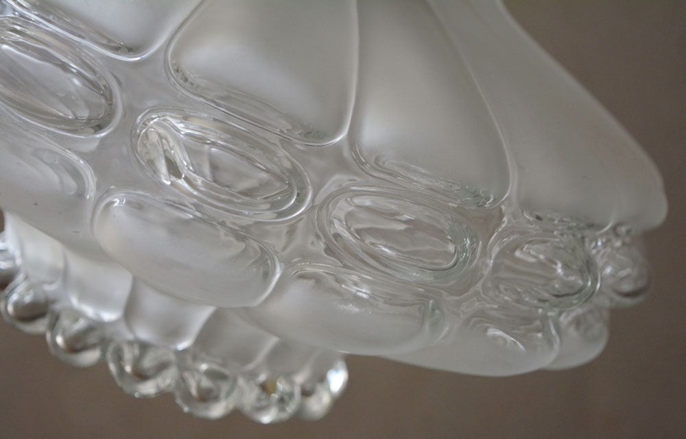 Original Vintage 1960's Lobed Glass Pendant Light