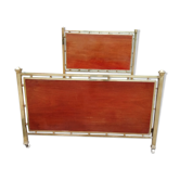 Very pretty old art deco bed 140 x 190 mahogany and gilded brass wood and metal