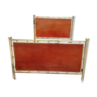 Very pretty old art deco bed 140 x 190 mahogany and gilded brass wood and metal