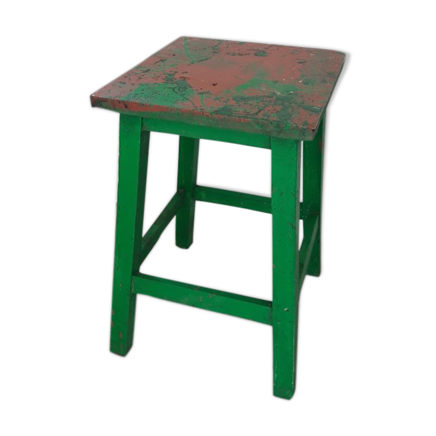 Green wooden stool