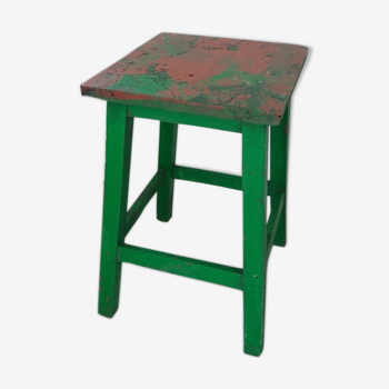 Green wooden stool