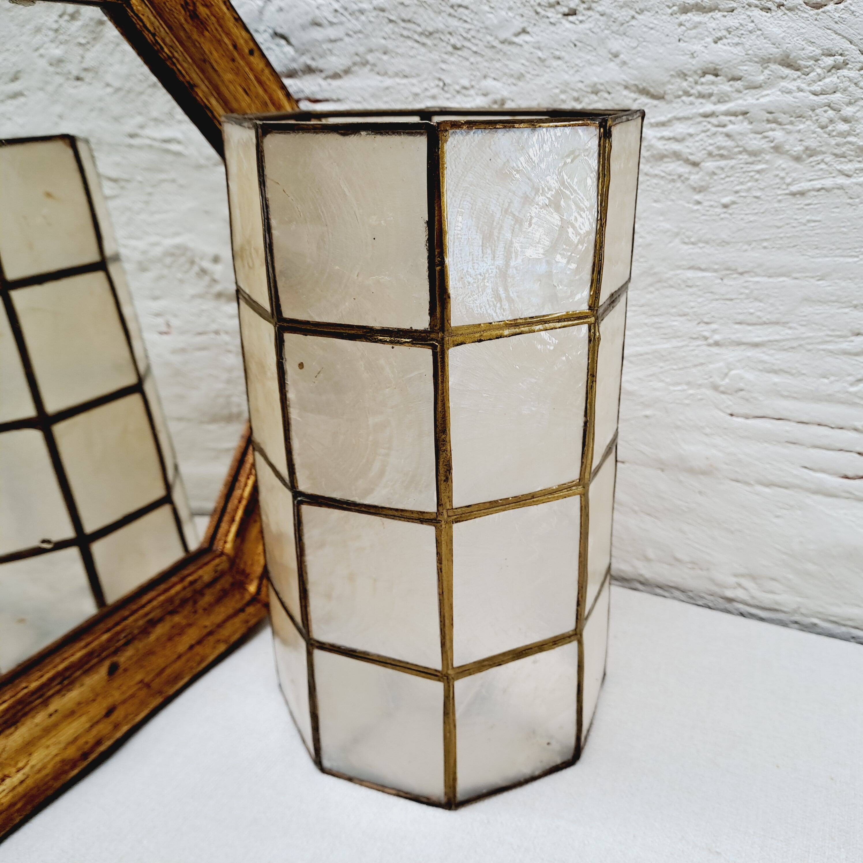 Mother-of-pearl and brass lampshade