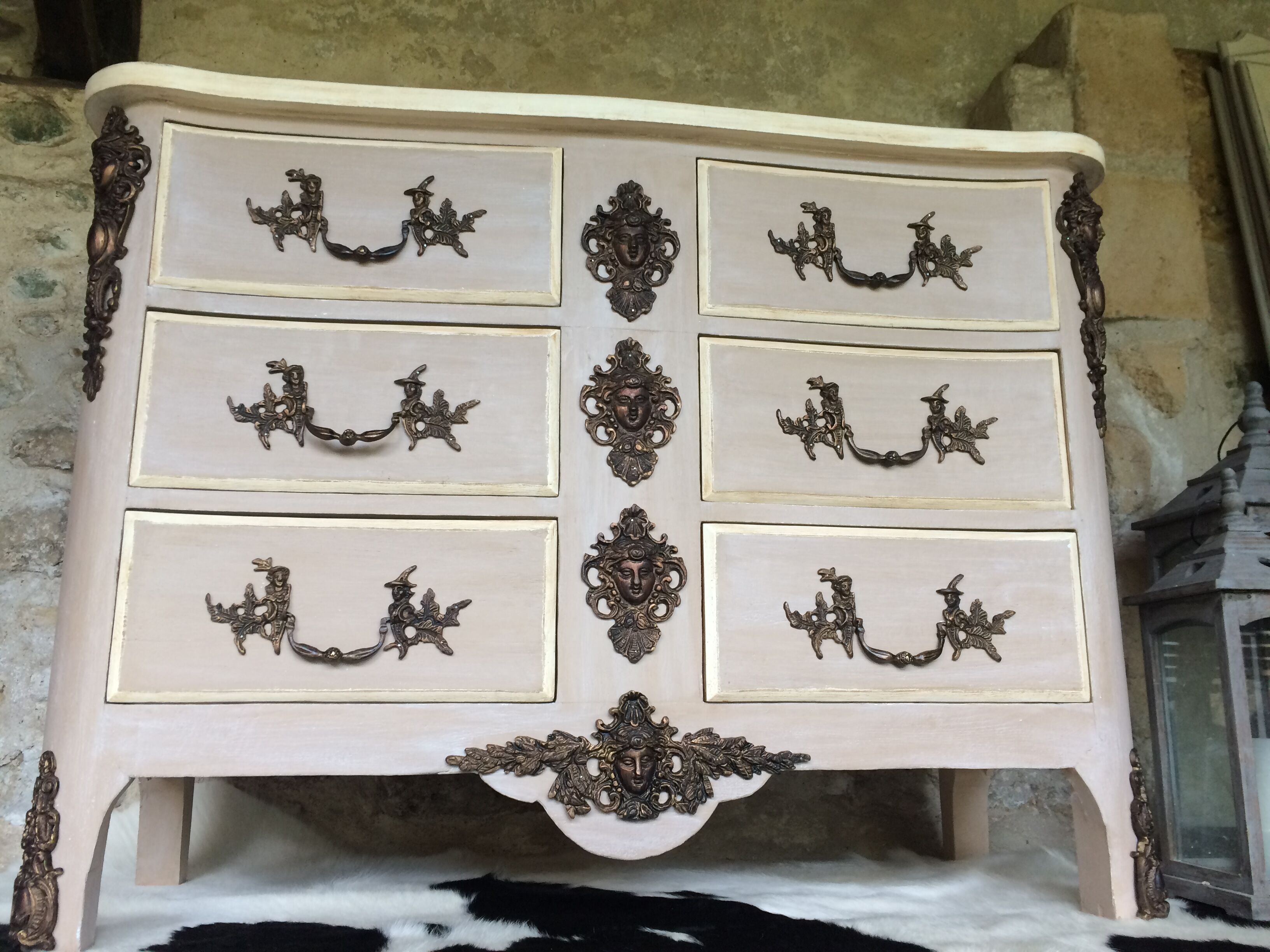 Curved chest of drawers 6 drawers of style xviiith patinated mole