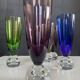 Set of 6 vintage coloured glass champagne coupes