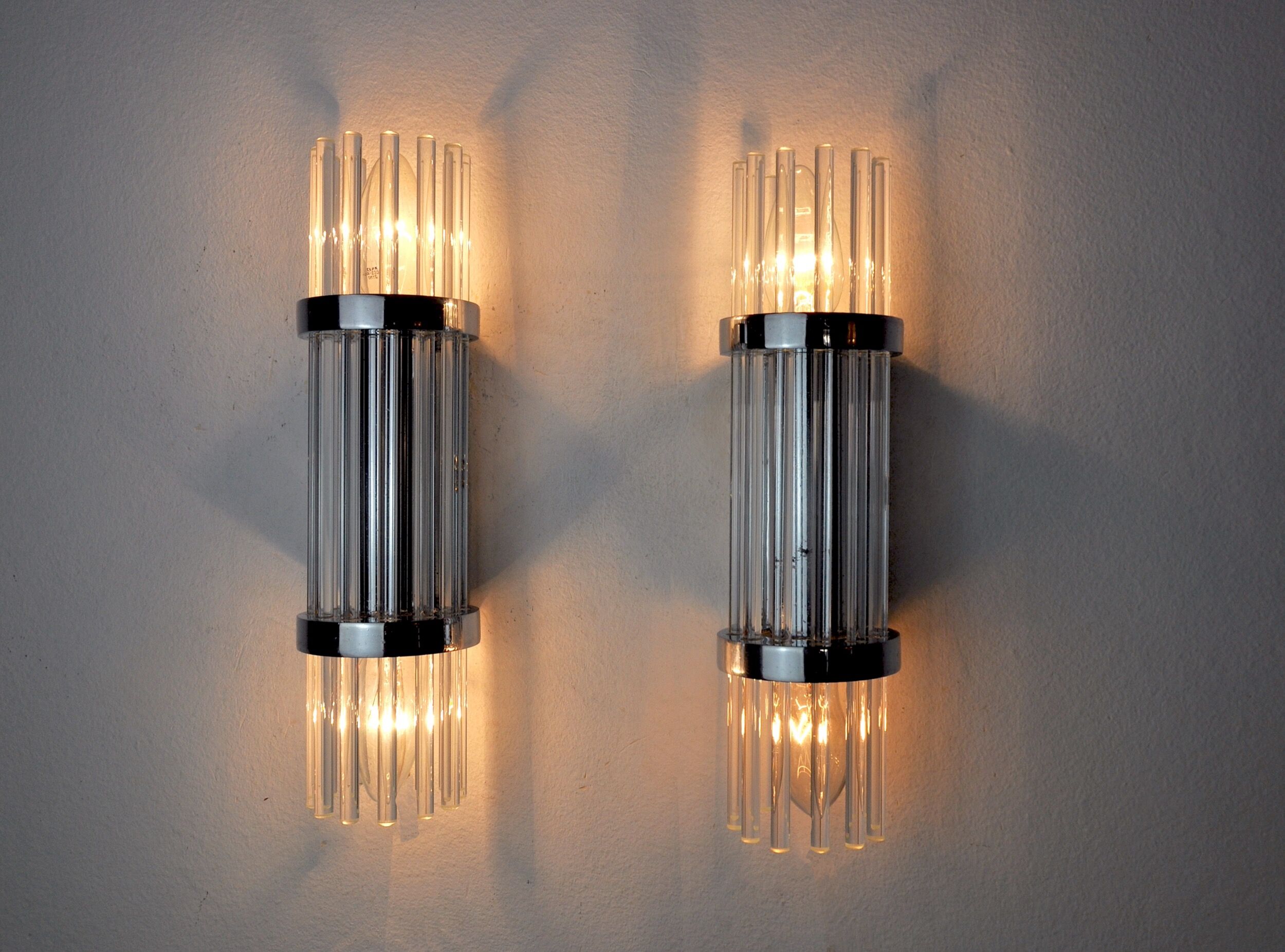 Pair of Sciolari wall lamps, murano glass, Italy, 1970