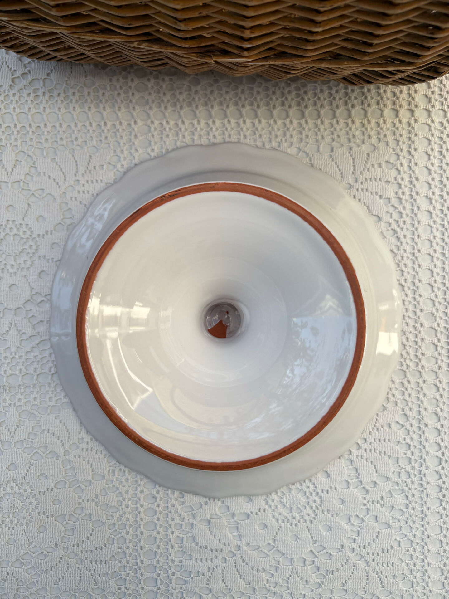 Footed compote signed Atelier Bondil faience from Moustiers