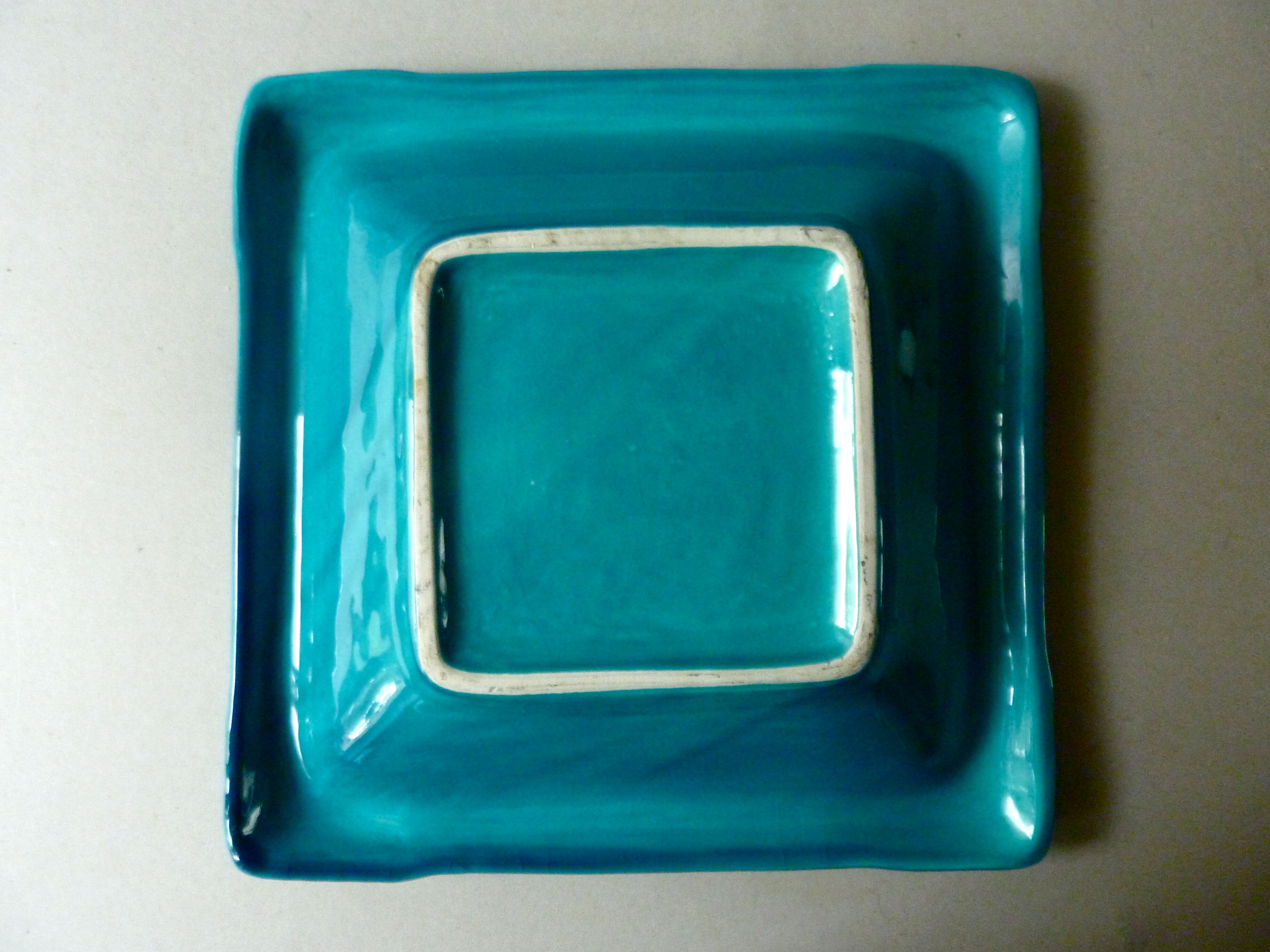 Petrol blue woven ceramic pocket tray