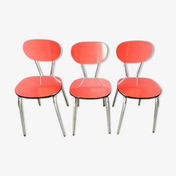 Lot de 3 chaises formica  rouge