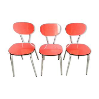Red set of 3 chairs formica