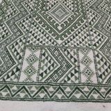Tapis blanc et vert classique fait main en pure laine
