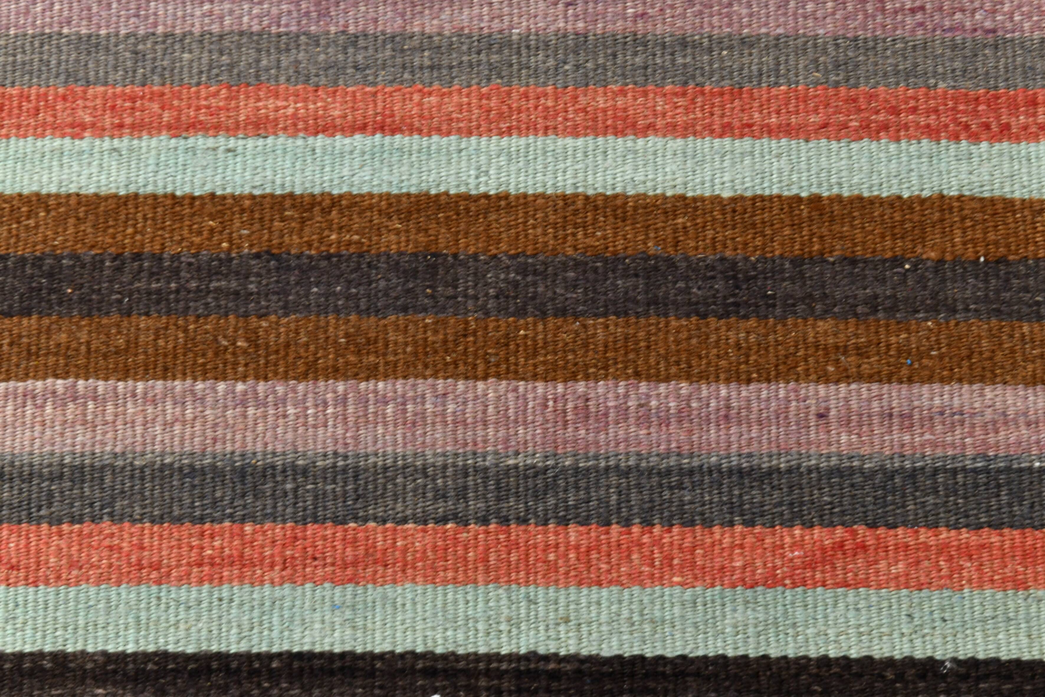 Tapis couloir artisanal, look bohème, couleurs pastel délavées, 415x70Cm