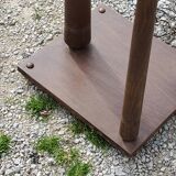 Floor lamp with shelf of the 40s/50s in beech lampshade red fabric