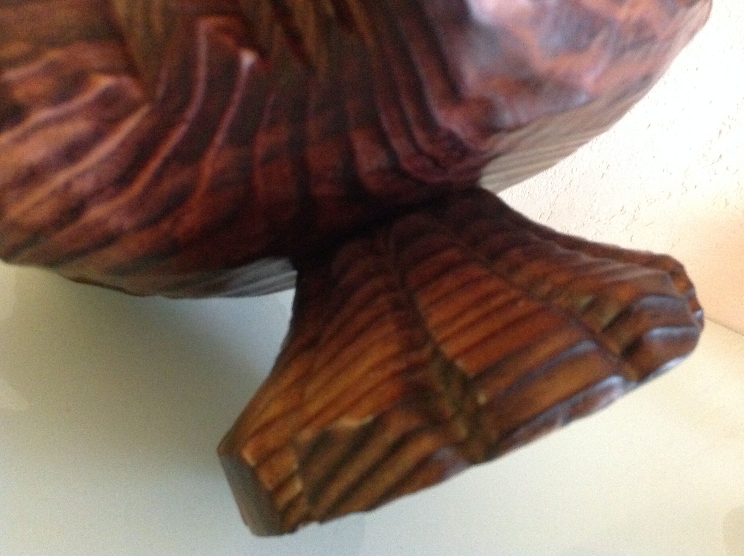 Brutalist wooden candlestick shaped vine leaf /vintage 60s-70s