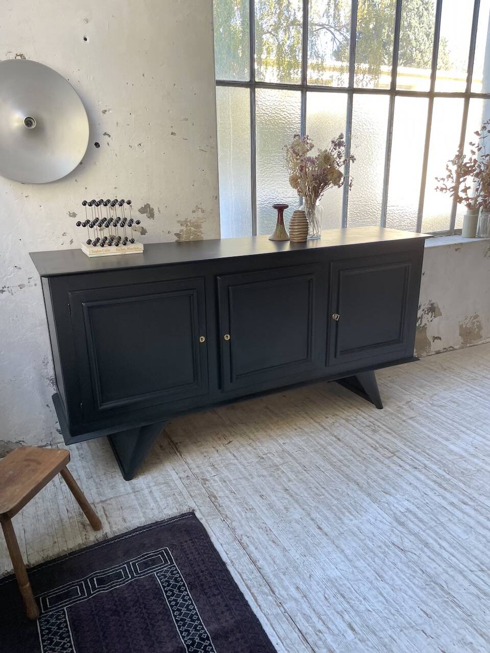 60s brutalist black sideboard