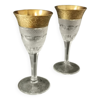 2 small stemmed glasses crystal moser splendid 24kt gold , crystal contour gold