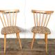 Pair of Scandinavian chair fabric light wood flower feet compasses