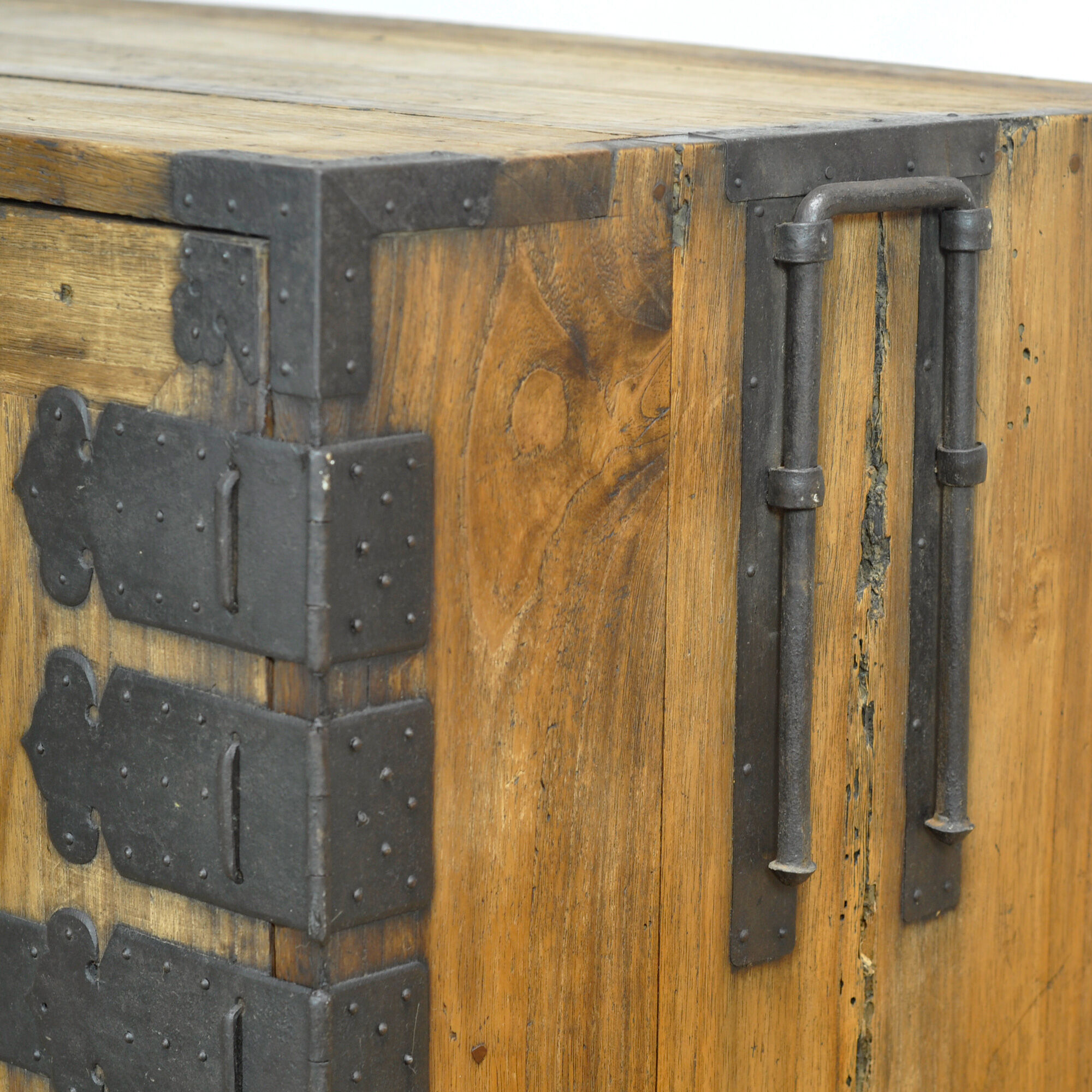 Japanese Meiji-period Choba Tansu chest with hand-forged iron fittings, circa 1880