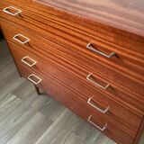 Teak veneer chest of drawers