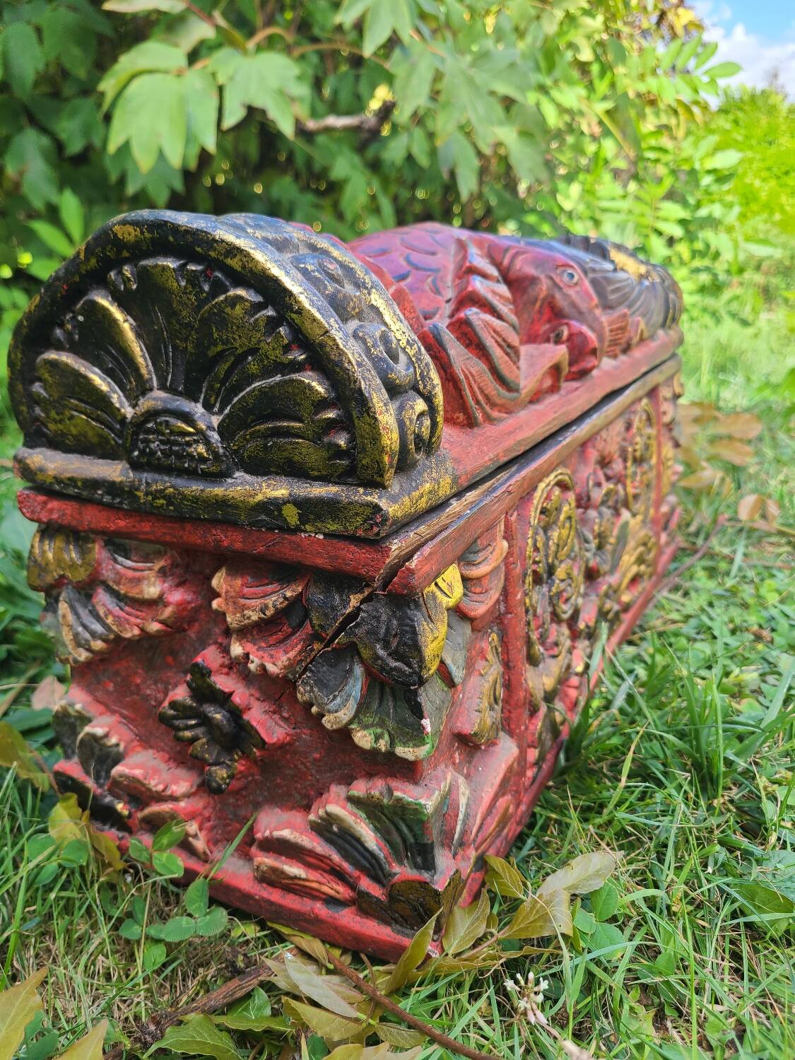 Balinese carved wooden box