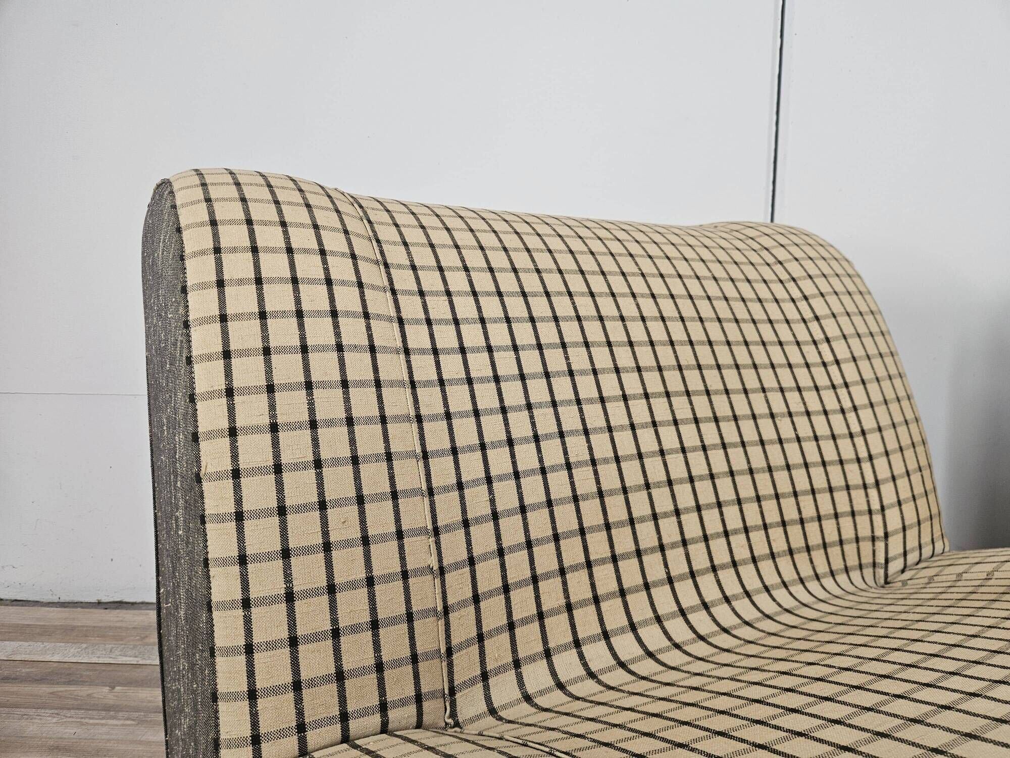 1970s modular sofa in plaid fabric