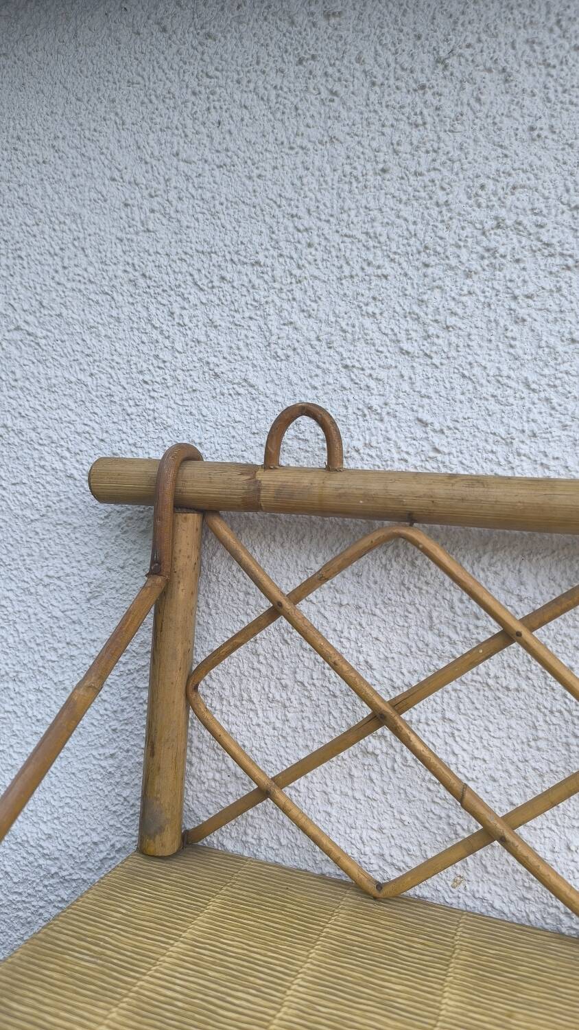 Vintage rattan wall shelf