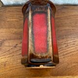 Antique Vase Scheurich Keramik Ceramic Brown Red West Germany Vintage #B767