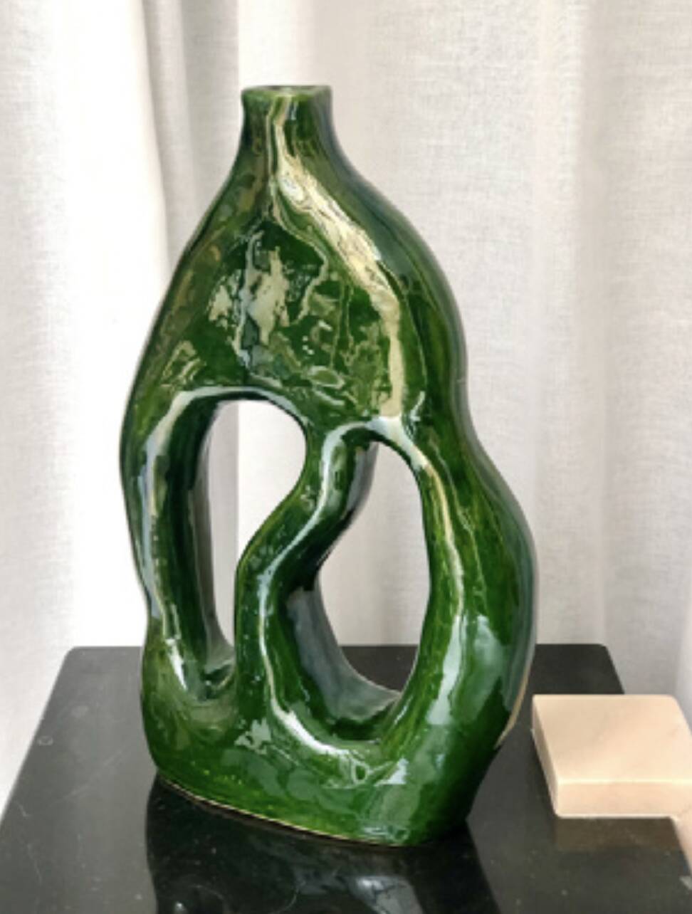 Palazzo vase in green glazed ceramic