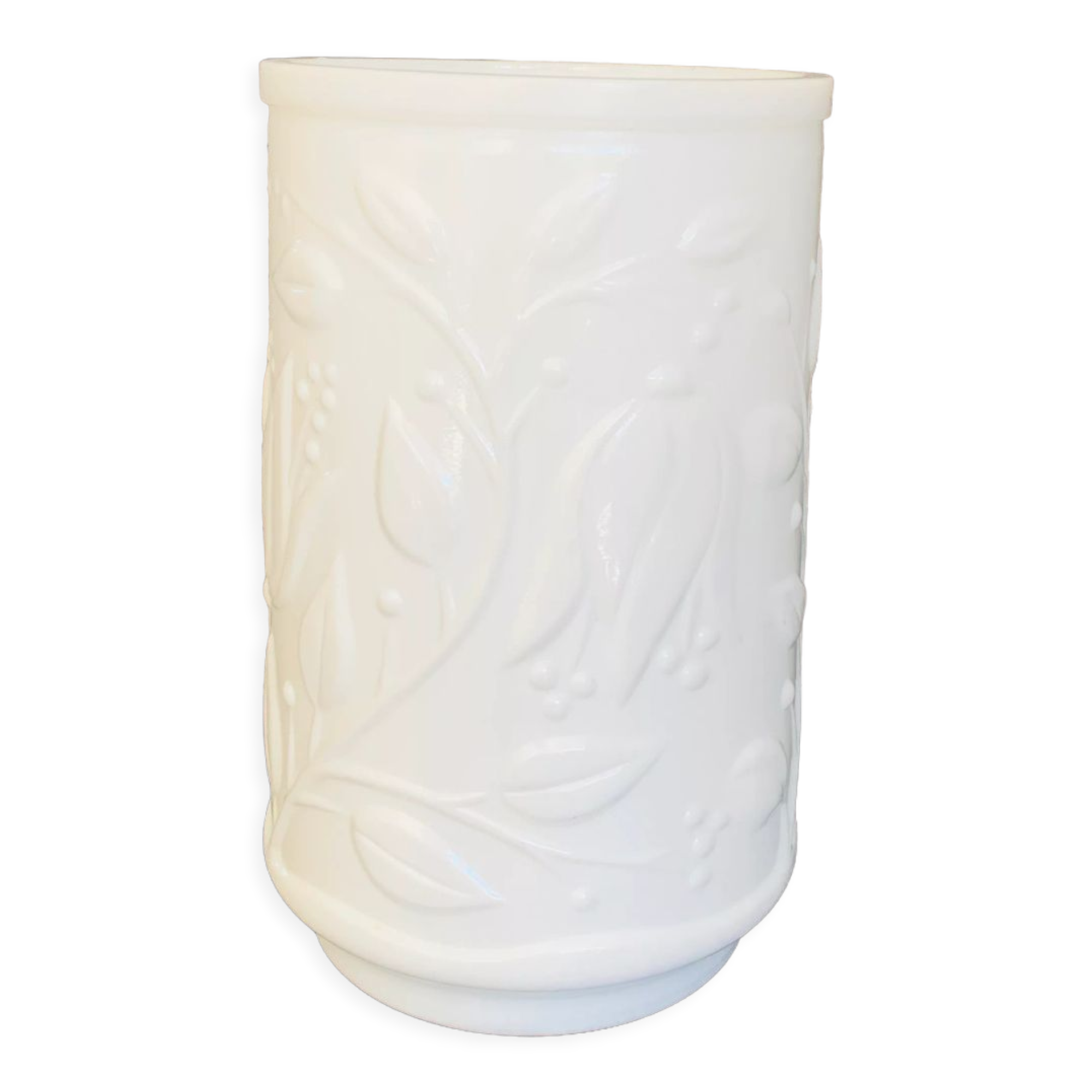 White vintage vase in opal glass