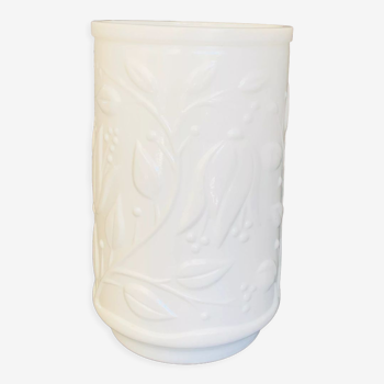 Vase vintage blanc en verre opale