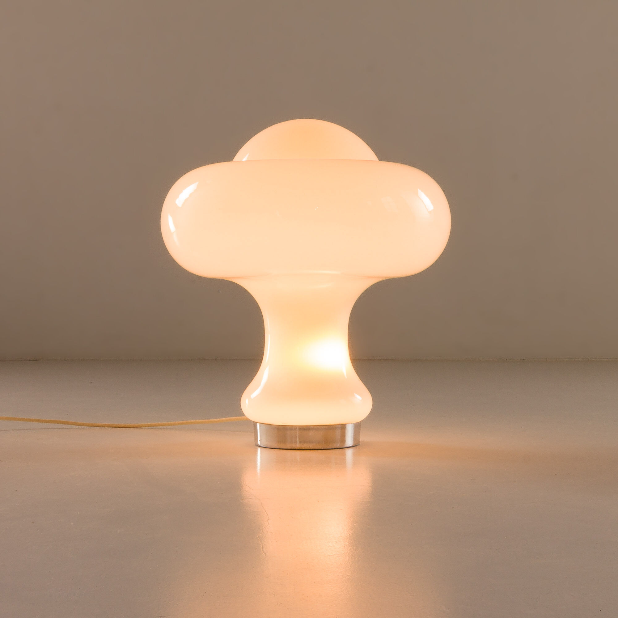 White opaline glass mushroom lamp from Peill & Putzler, Germany 1960s