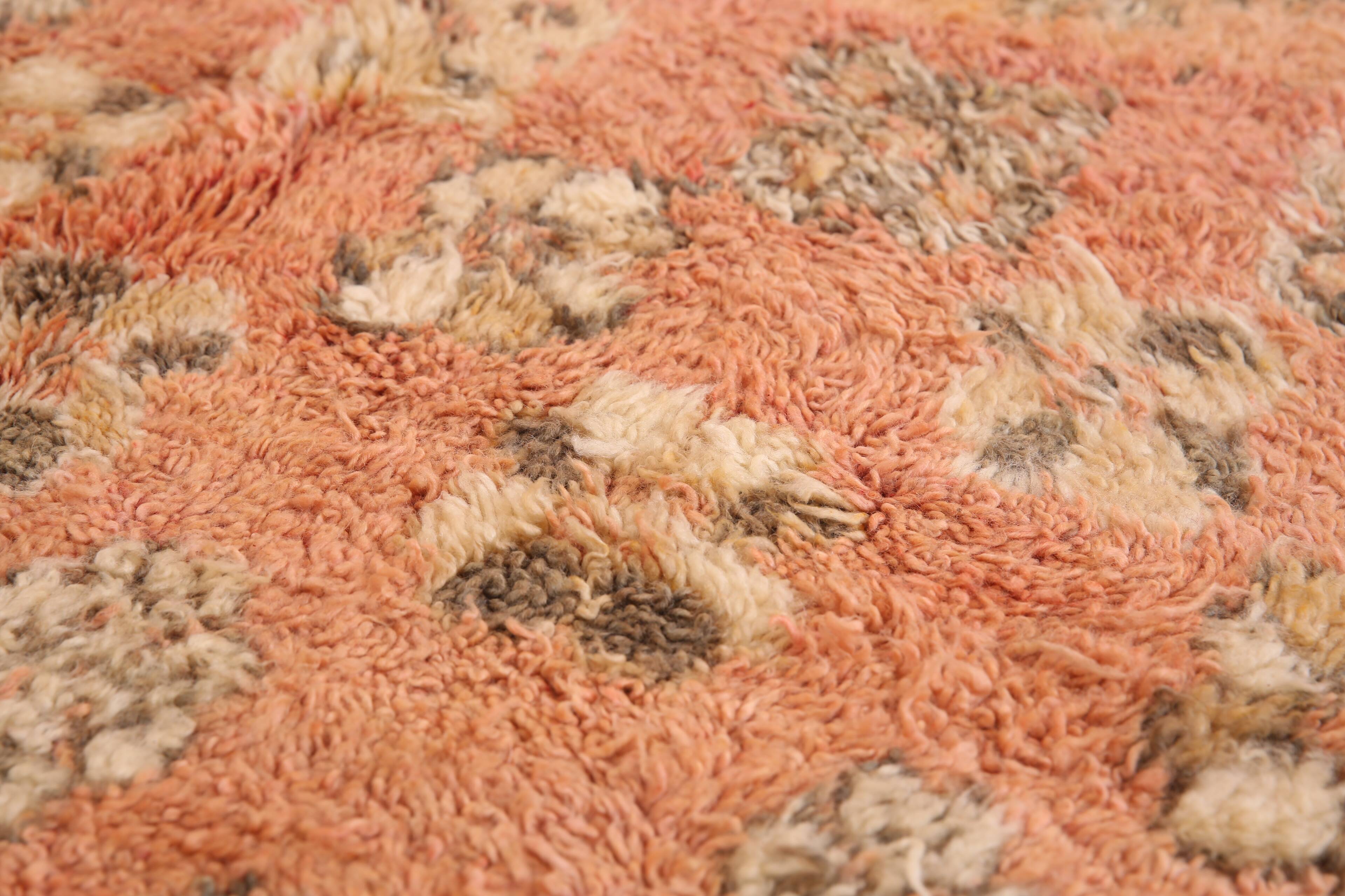Peach Vintage Moroccan Rug 180 x 305 cm, Berber Wool Rug, Handmade Boho Rug