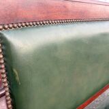 Empire style bench in mahogany and green leather