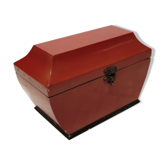 Old lacquered wooden box