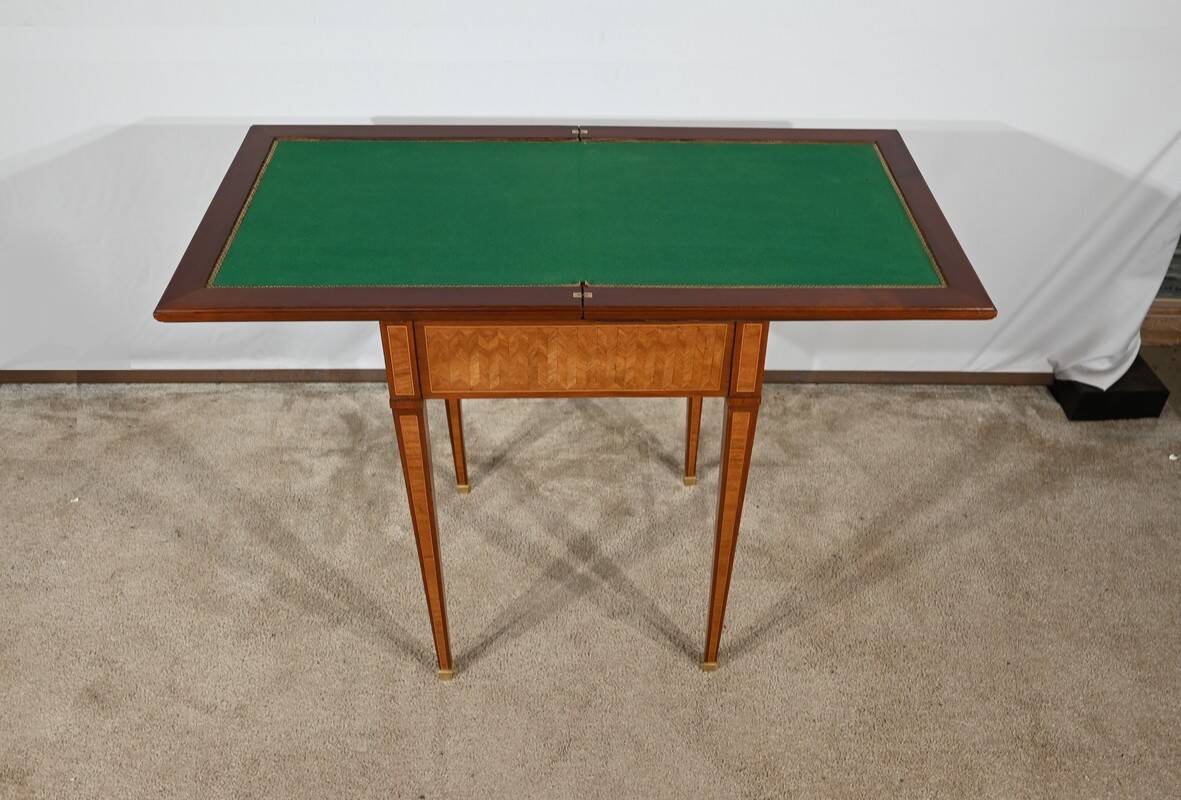 Mahogany and marquetry games table, Art Nouveau, 1920