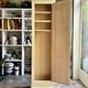 Standing man, cabinet with 1 door, 3 shelves in beige wood