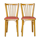 Paire de chaises Baumann en skaï rouge 1960