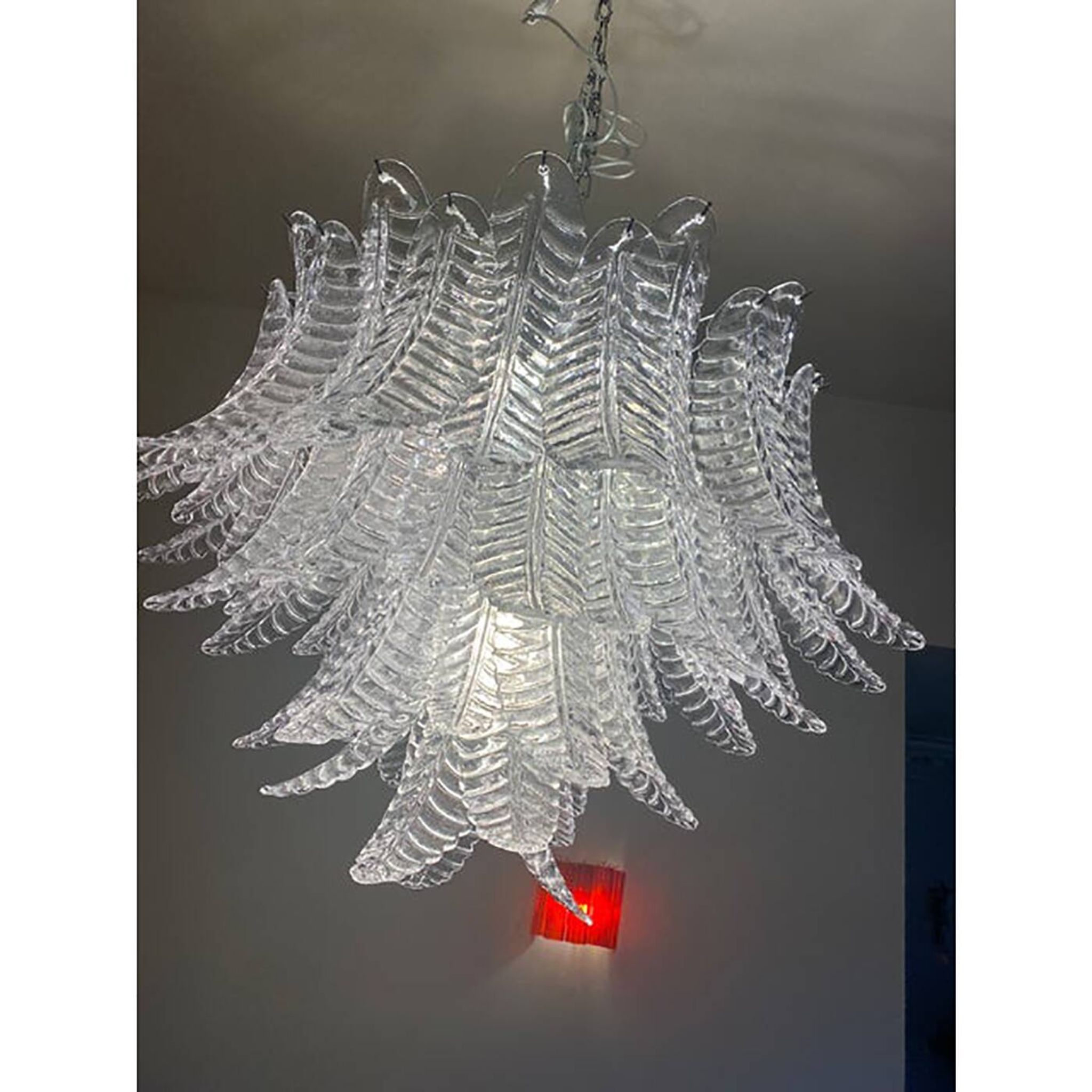 Glass Chandelier "Felce" in Clear Color Italian