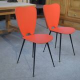 Set of 2 red leatherette chairs from the 1960s