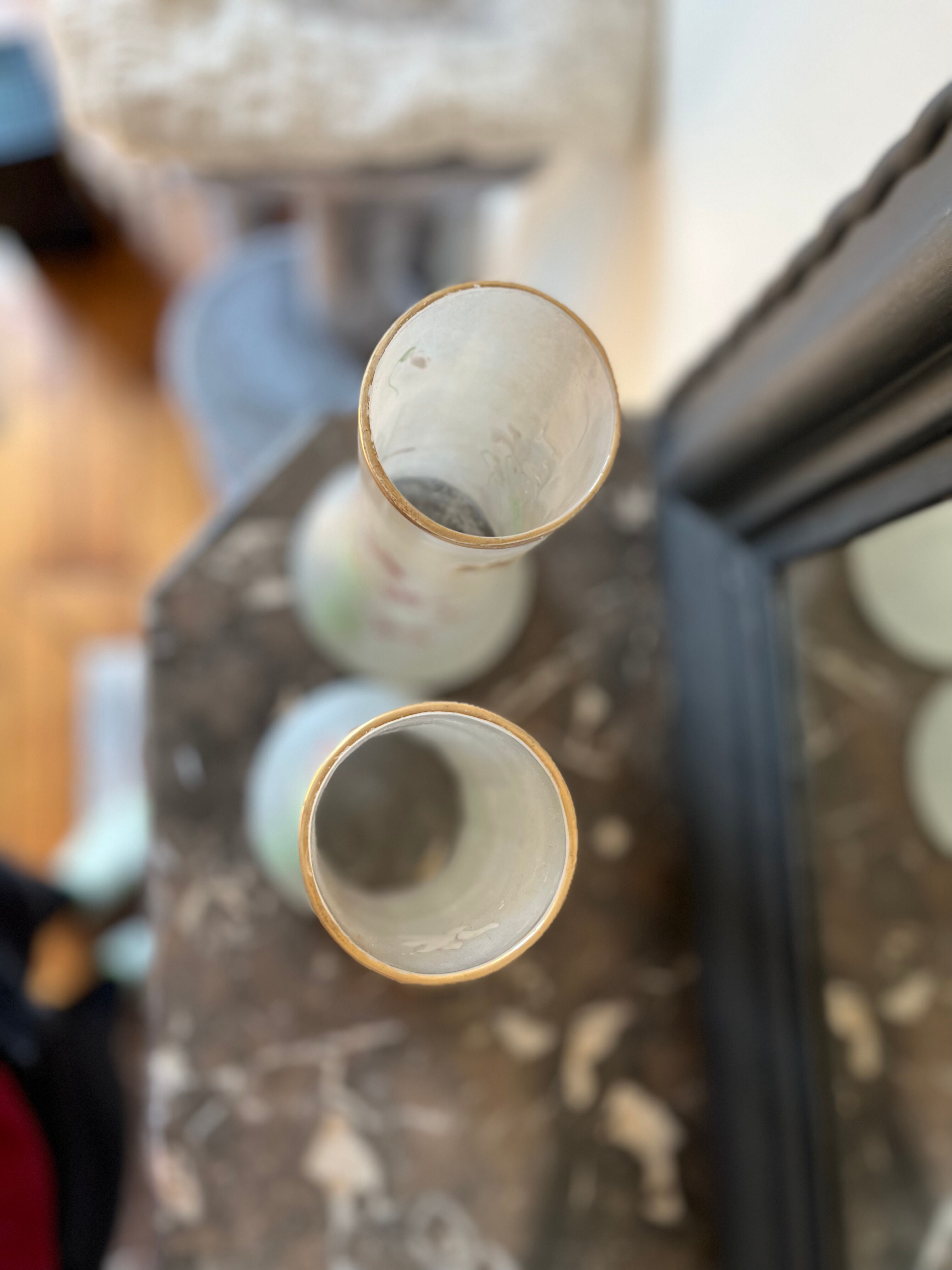 Pair of vases with flower motif by Legras late nineteenth early twentieth century