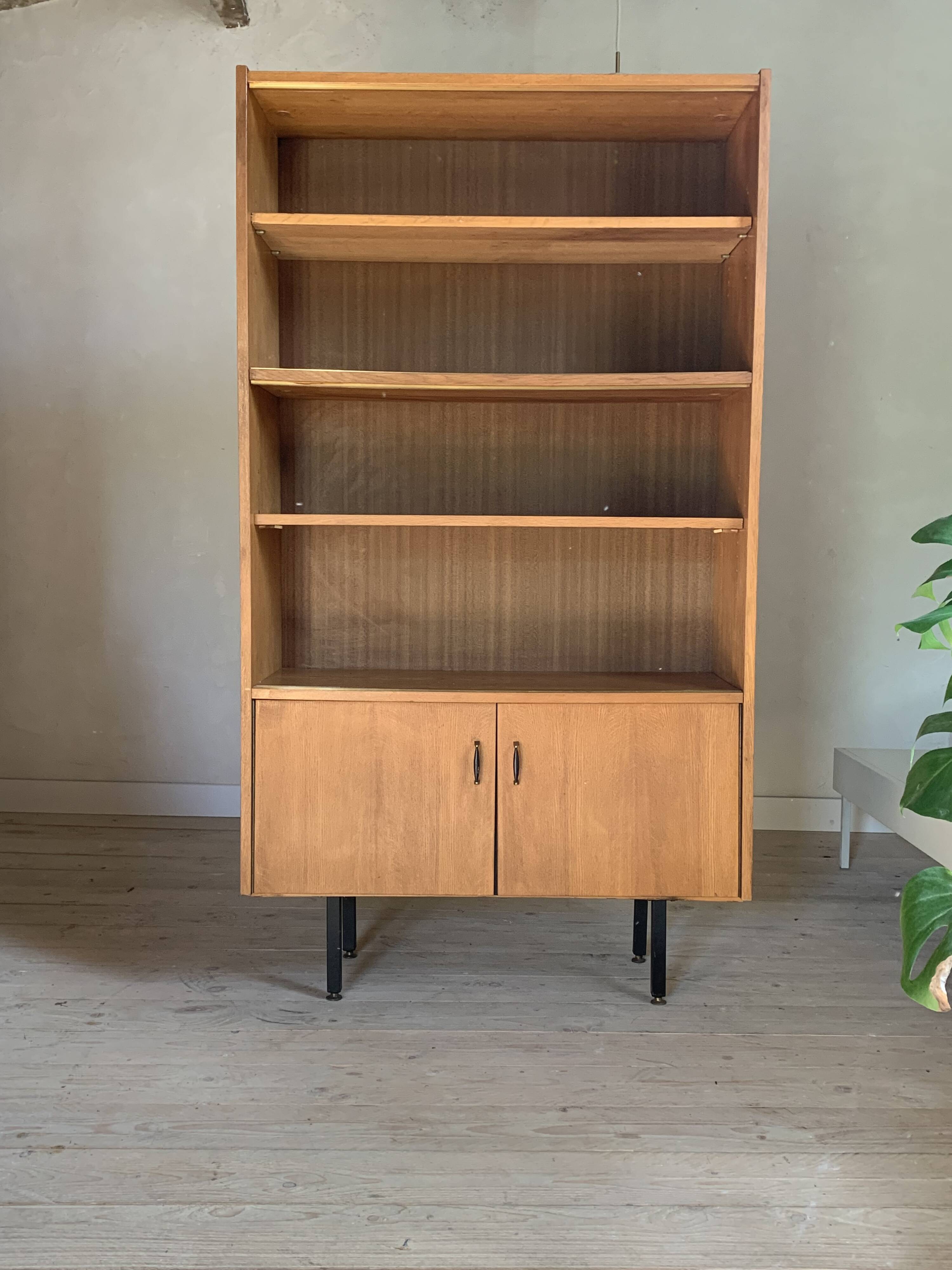 Vintage modernist oak display bookcase