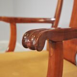 Antique Queen Anne armchair in mahogany and leather