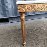 Coffee table gilded wood old marble top side table