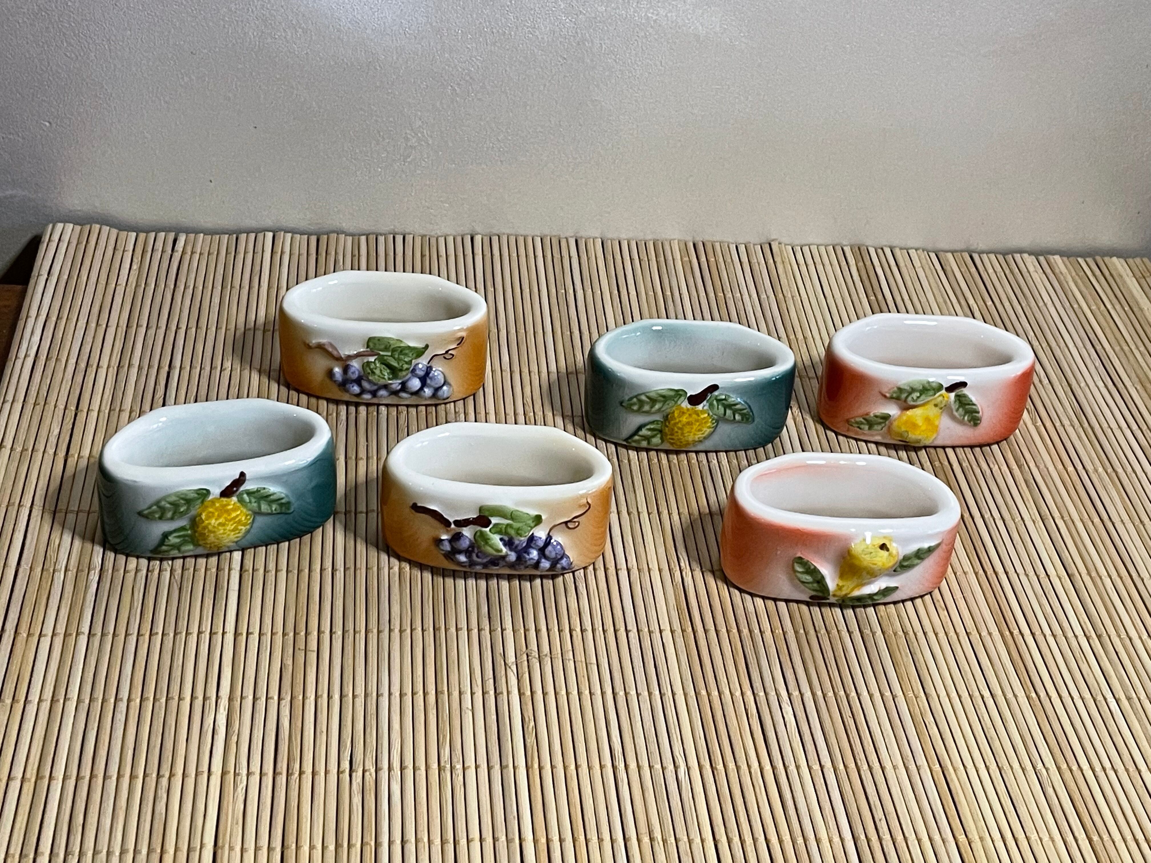 Ceramic napkin rings fruit décor