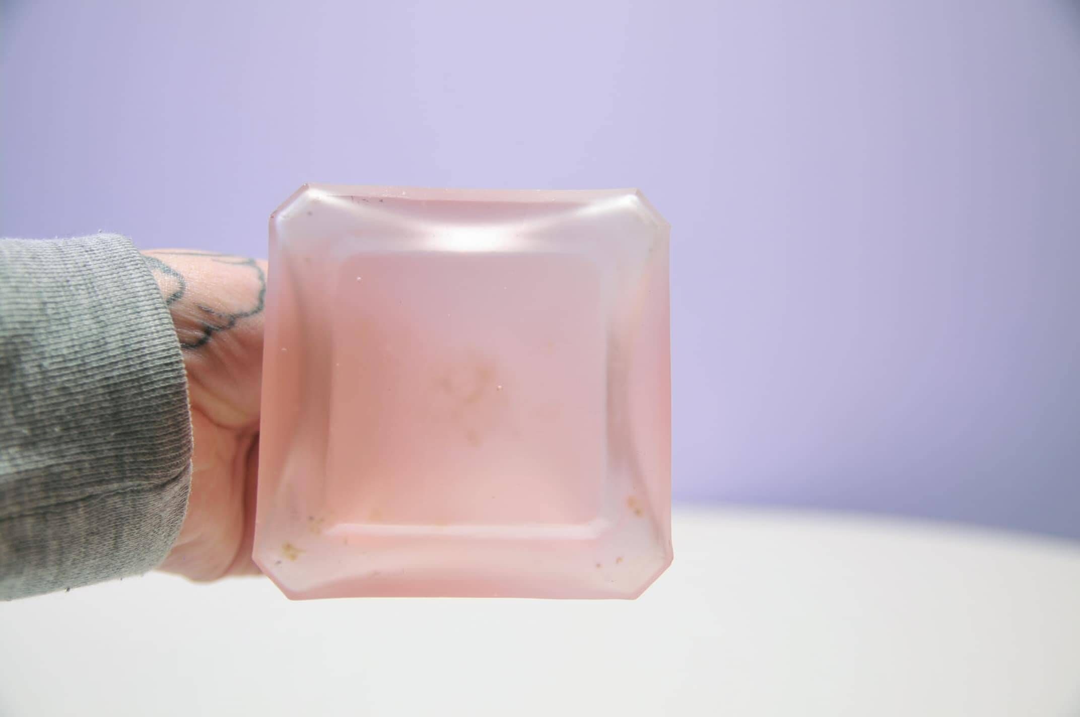 Set of 2 pink glass candlesticks