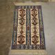 Turkish Antique Kilim Runner Blue Geometric Tribal Hallway Rug 90 x 142 cm