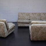 70's Swedish corner sofa with jungle design embroidery