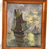 Old painting signed Oil On Canvas dimension: height -46,5cm- width -38,5cm-